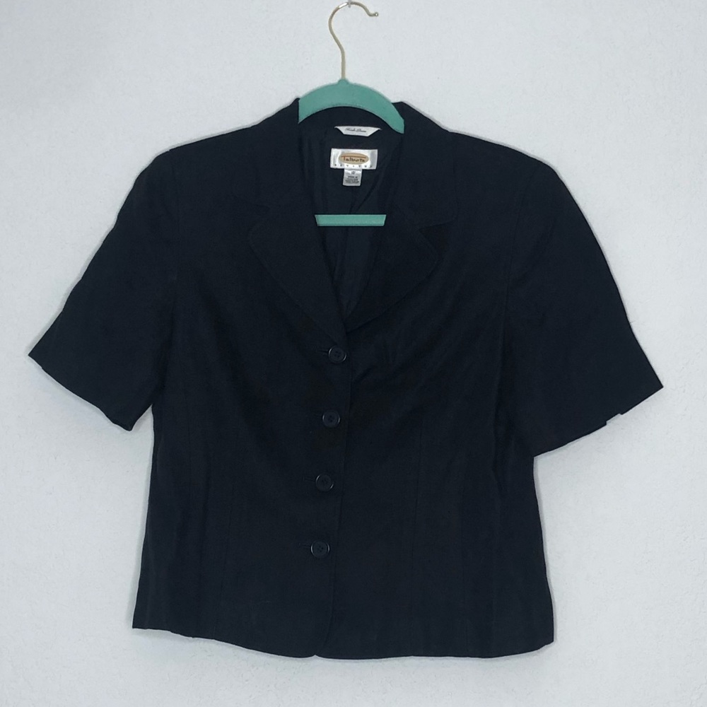 Talbots black short sleeve button down suit jacket